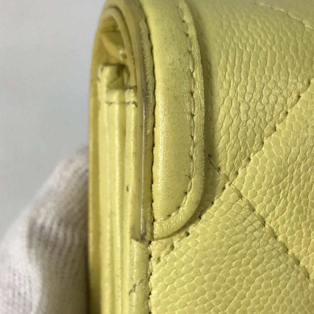 CHANEL Yellow Caviar Leather Logo Wallet - Picture 9 of 16